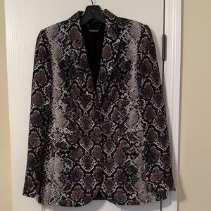 Elie Tahari Black and Brown Snake Print Blazer